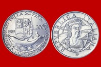 CRISTOFORO COLOMBO CONIO 1989 MONETA 200  LIRE D'ARGENTO INCASTONATA IN PORTACHIAVI GIOIELLO UNICO